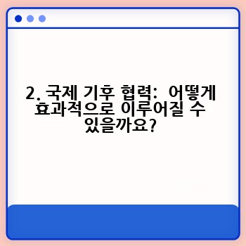 2. 국제 기후 협력:  어떻게 효과적으로 이루어질 수 있을까요?