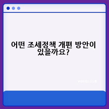 어떤 조세정책 개편 방안이 있을까요?