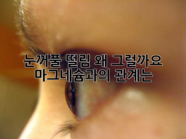 눈꺼풀 떨림, 왜 그럴까요? 마그네슘과의 관계는?