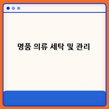 명품 의류 세탁 및 관리