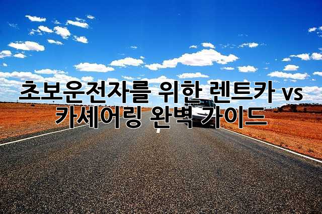 🚗 초보운전자를 위한 렌트카 vs 카셰어링 완벽 가이드!
