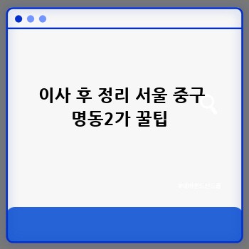 이사 후 정리 서울 중구 명동2가 꿀팁 